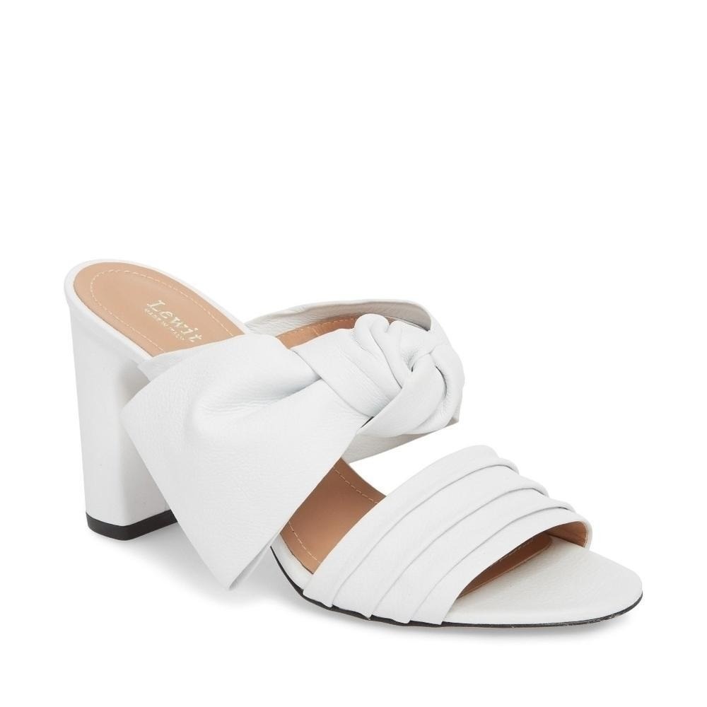 Lewit Mule Rosa Knotted Bow Pump White Leather Open Toe 36.5‎